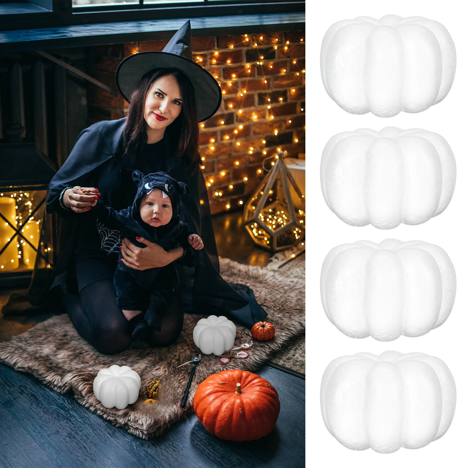 

4pcs Foam Simulation Pumpkin Decorative Models Lifelike Halloween Party Props Festival Harvest Thanksgiving Home Supplies