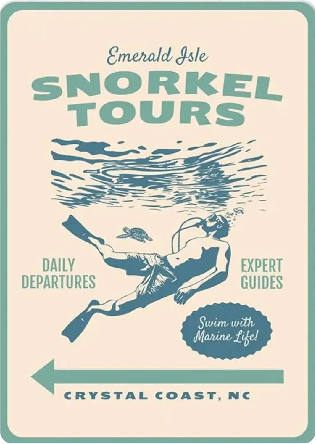 Snorkel Tours Directional Sign Beach Sign Emerald Isle Sign Coastal NC Signs Beach House Decor Snorkeling Gifts - Metal Sig sign