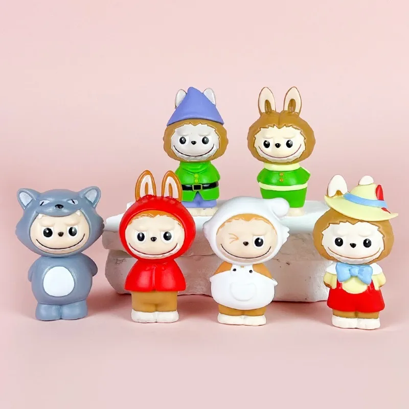 

6pcs Labubu Anime Peripheral Cute Doll Toy Desktop Decoration Model Children Birthday Gift