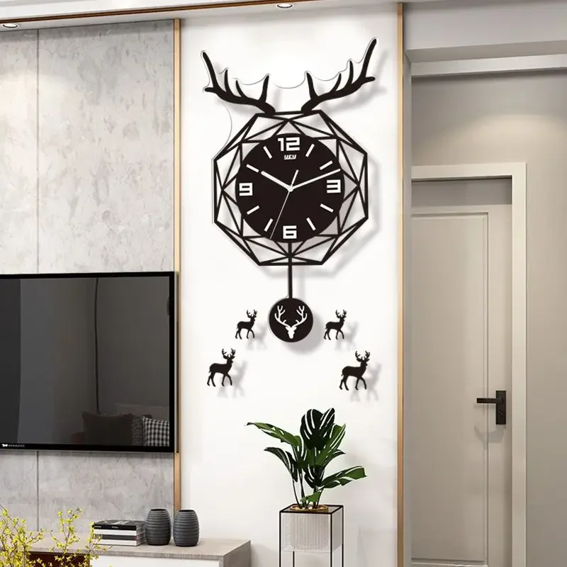 

Nordic Home Living Room Decoration Clock Quartz Clock Fashion Creative Silent Deer Head Wall Wall Clock