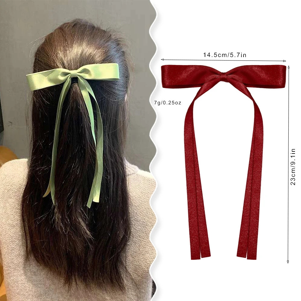 Kobiety elegancka kokardka wstążka spinka do włosów moda solidna satynowa wiosna spinki do włosów proste Bowknot Barrettes klipsy dla dziewczynek