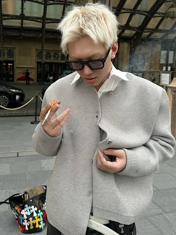 

ay Knitted Long Sve Open Cardigan Men's Casual Loose Outerwear Autumn Winter Faion Simple High ade Sweatirt for Me...