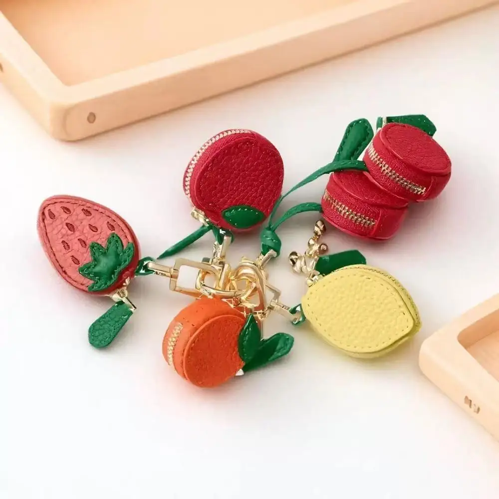 

Portable Cherry Fruit Shape Charm Coin Purse Cute Mini Lemon Strawberry Wallet Pouch Leather Creative Bag Charm Pendant Gifts