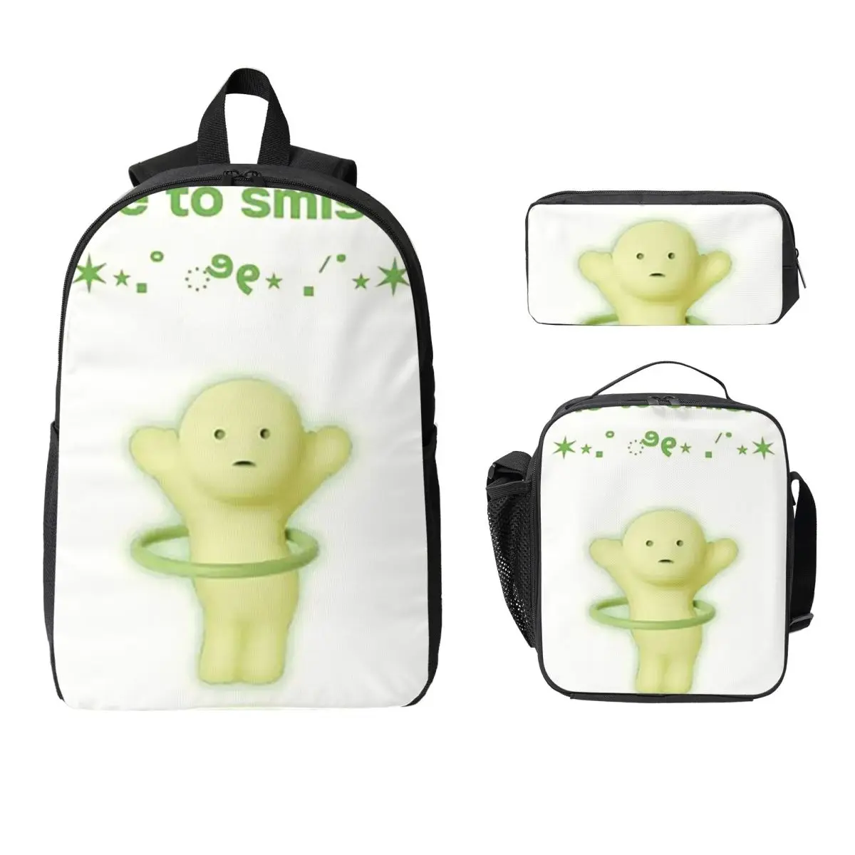 

Smiski Backpack Student Boys Girls BookBag School Bag Computer Shoulder Bags 3ps Insulated Lunch Bag Pencil Case