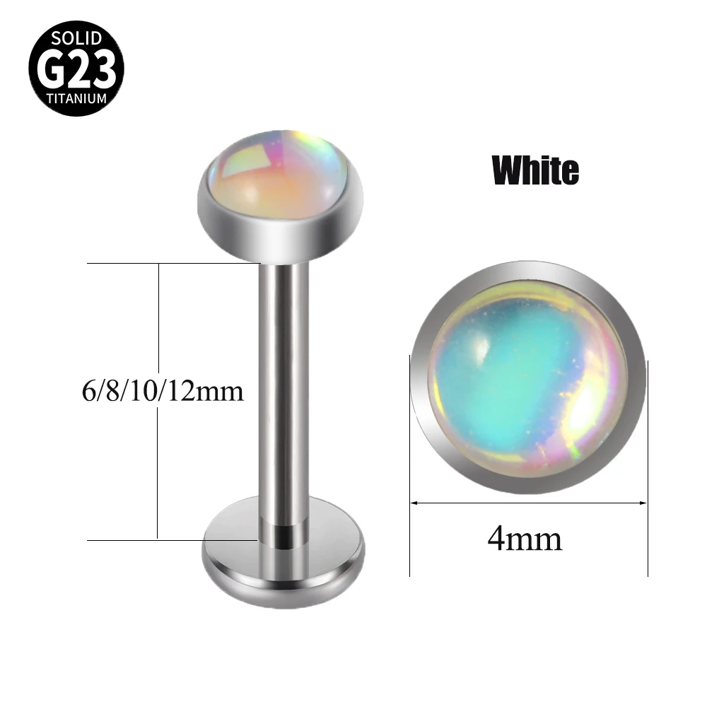 1Piece G23 Titanium Labret Flash Film Beautiful Color Round Earring Glitter Bling Lobe Helix Tragus Piercing Jewelry 16G