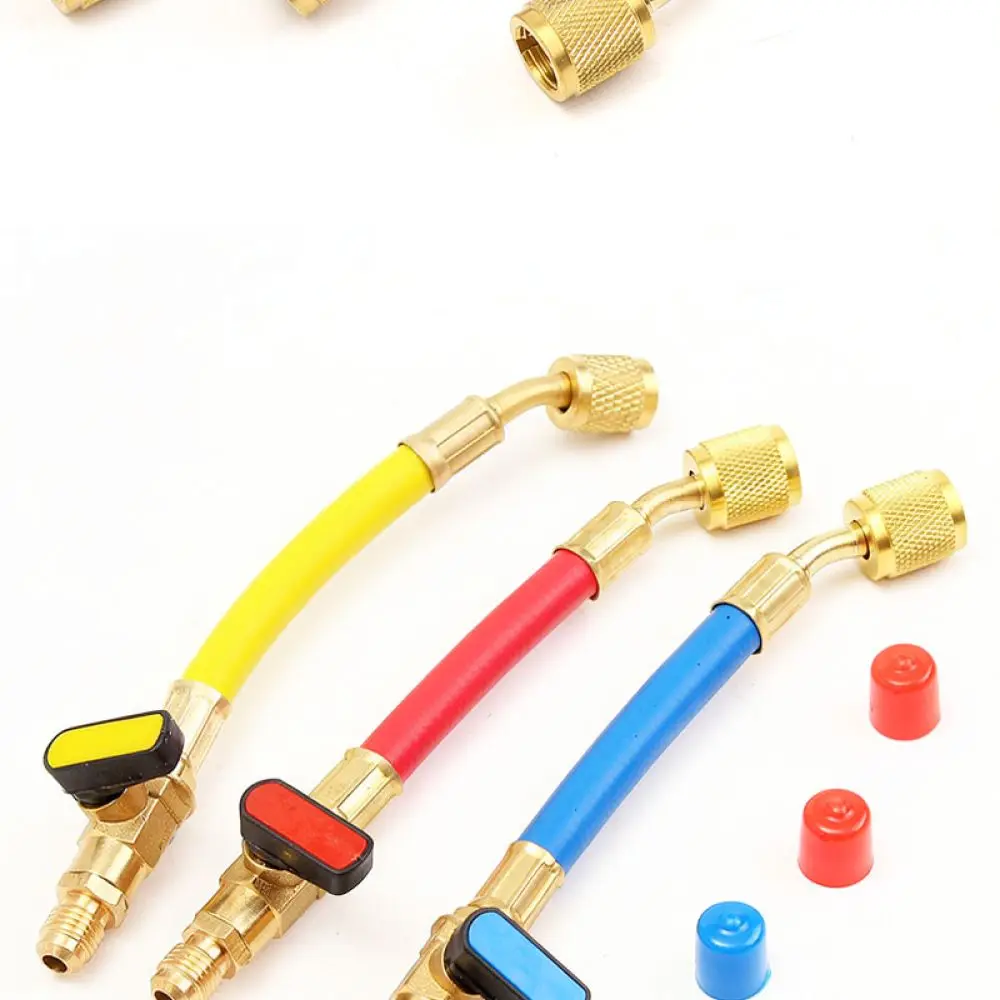 For For Iniweli Automotive AC Refrigerant Charging Line 1/4 SAE Fitting Hose With Control Ball Valve HVAC Accessories