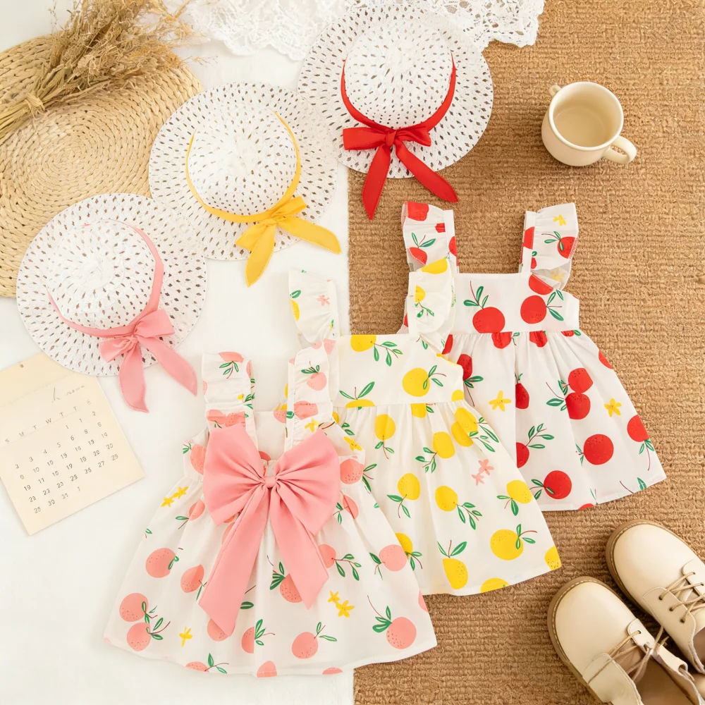 

Girls' Dresses Summer Fruit Bow Cute Girls' Dress Cute Beach Baby Dress Baby Girl Clothes