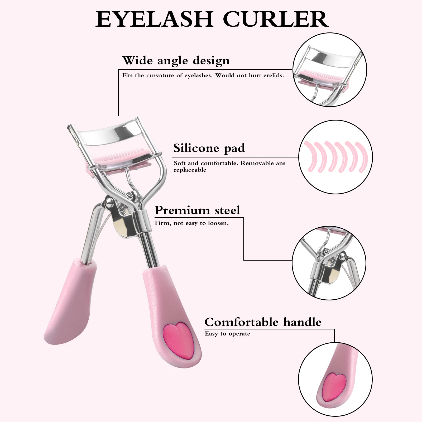 Piegaciglia Pettine per ciglia Pettine per sopracciglia a doppia estremità, Pennello per sopracciglia Set di strumenti di bellezza per donna Accessori per strumenti per il trucco degli occhi