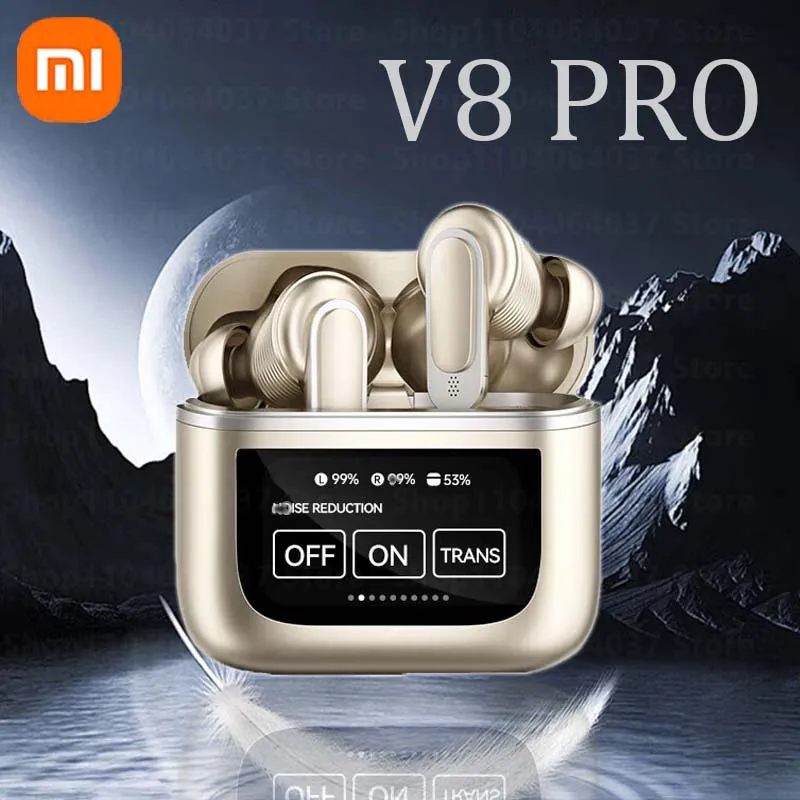 XIAOMI V8 Pro Wireless Earphones Bluetooth 5.3 ANC Noise Reduction Headphones LED Screen Display Earbud With Mic Headset for IOS