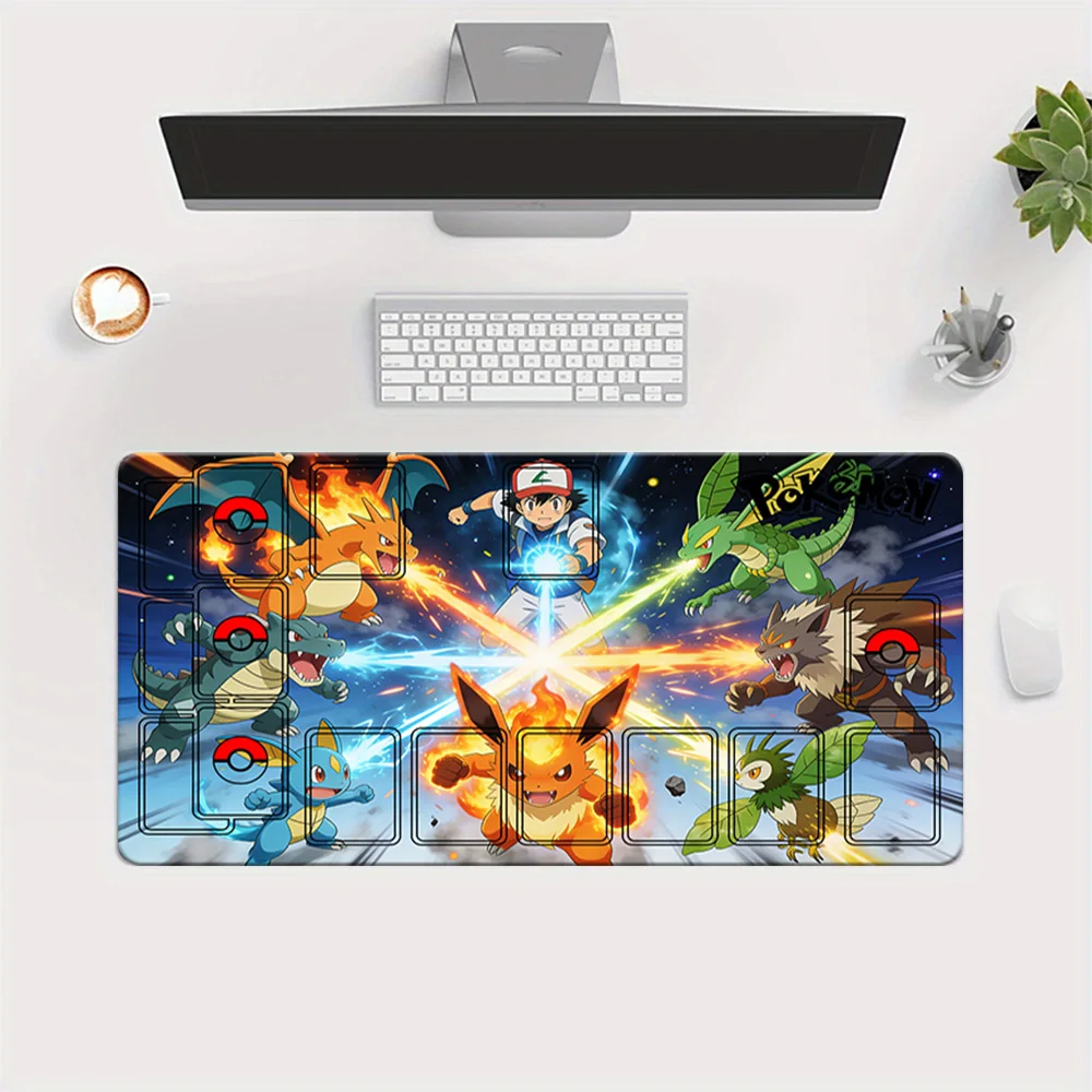 Pokemon Ash Flareon Charizard Battle Scene TCG Playmat Gaming Mouse Pad
