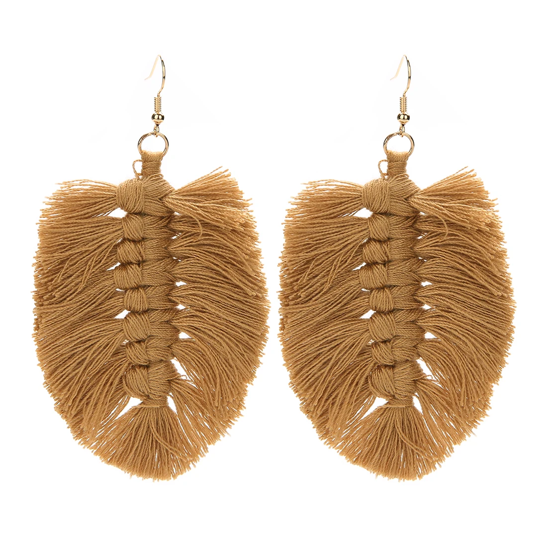 10x6cm Bohemian Leaf Fringe Earrings Macrame Colored Drop Tassel Earring For Trendy Women Party Gifts Jewelry Accessories Making