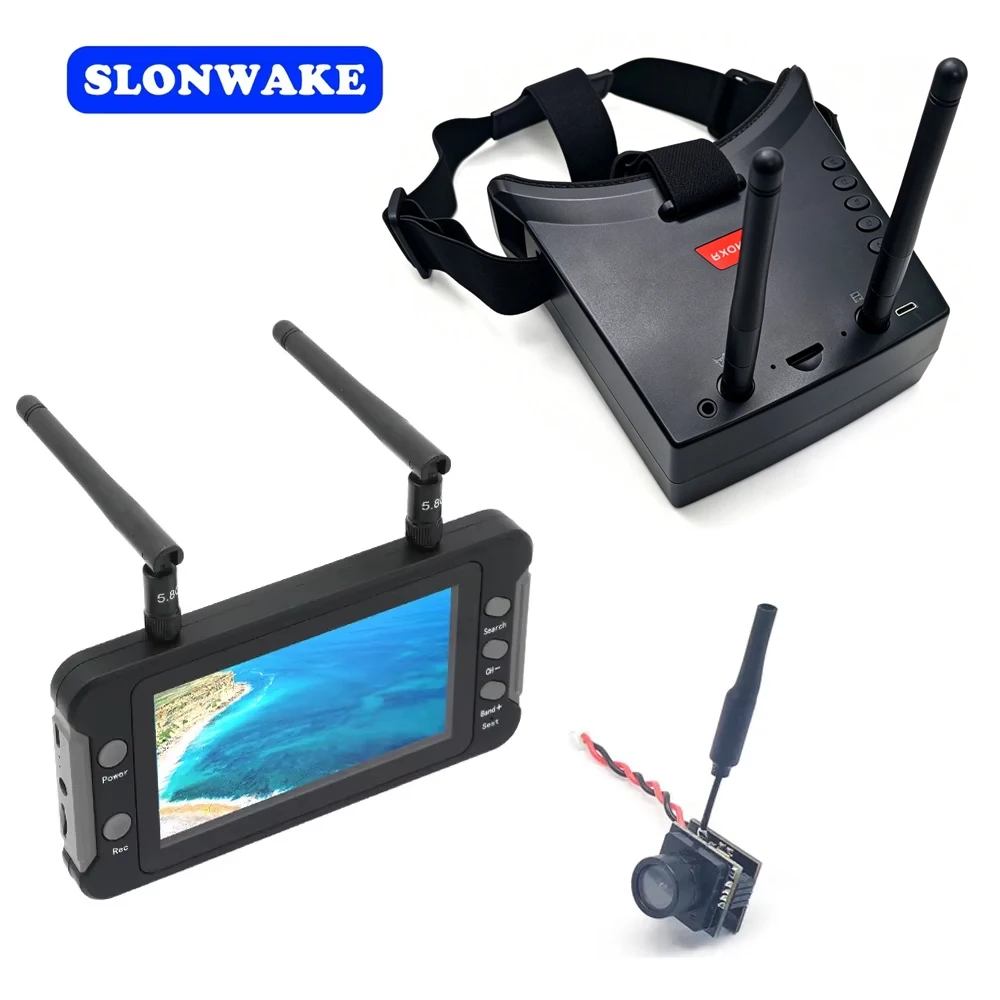 5.8G 40CH Dual Antennas FPV Goggles Monitor Video Glasses Headset HD 25mW Transmitter FPV Camera OSD for RC FPV Drone
