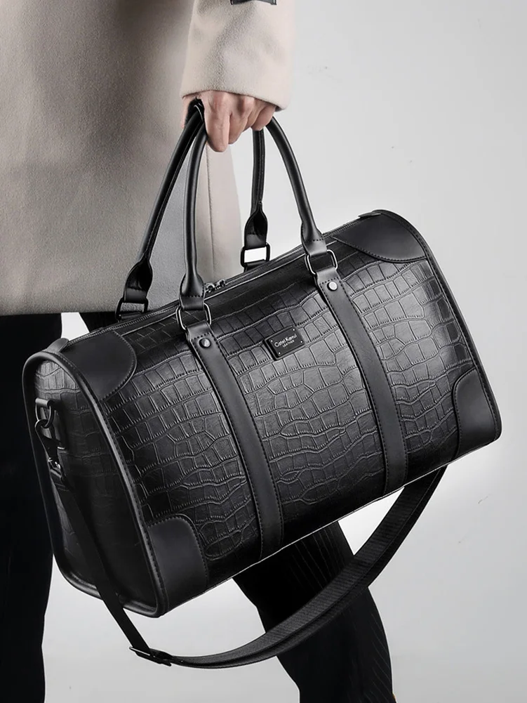 2023 nowych moda męska aligator krokodyl wzór pu skórzane torby podróżne torebki męska torba na ramię Messenger bagaż torba na laptopa — zdjęcie 2
