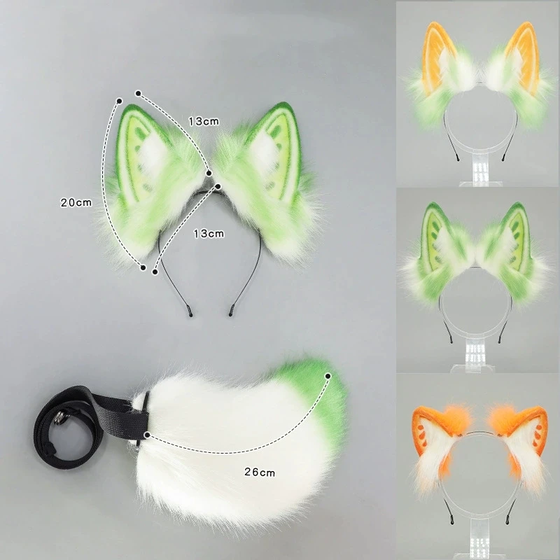 Conjunto de cola de oreja de perro para Halloween, disfraz de Lobo, cola de orejas de animales realista para fiesta de Anime, accesorios de juego de rol para mascotas Kawaii