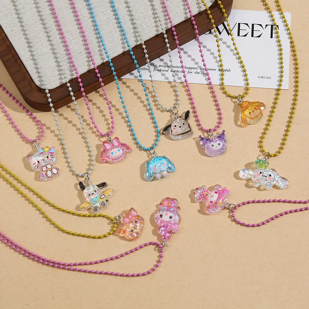 Meetvii 10pcs/lot Wholesale Cartoon KT Cat Dog Pendant Necklace for Girl Party Decorate Clavicle Chain Jewelry Child Gift
