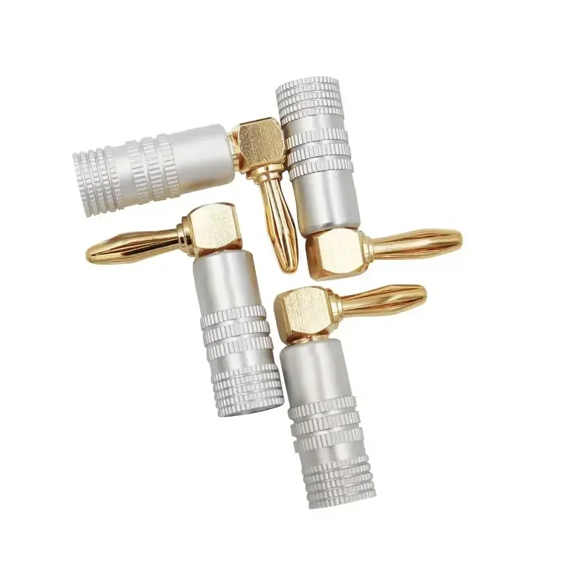 4pcs Banana Plug Right Angle 90 Degree 4mm Gold-Plated Video Speaker Adapter Audio Connector Banana Connectors