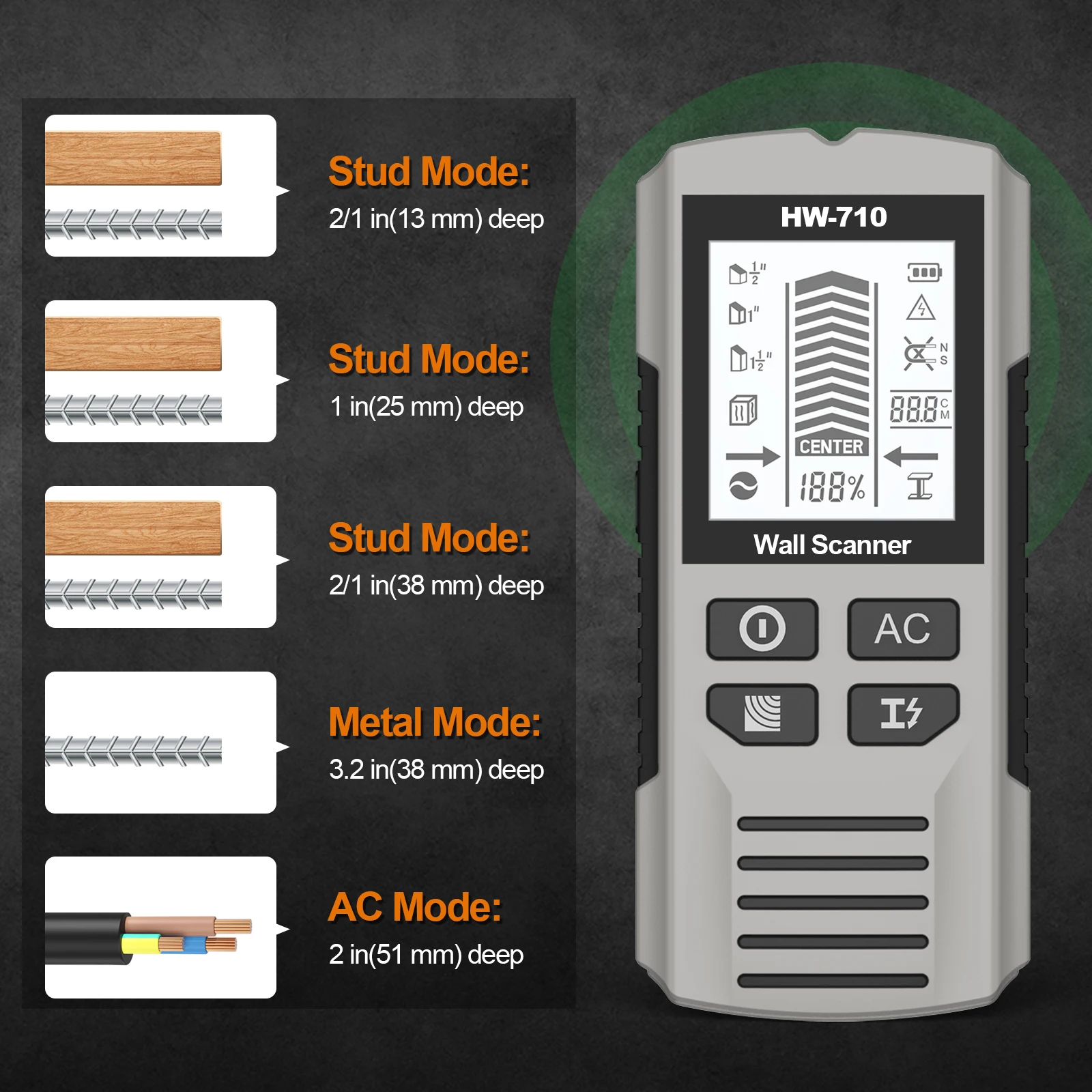 New 7 in 1 Wall  Stud Finder  Wall  Metal Wood Wire Stud  Detector