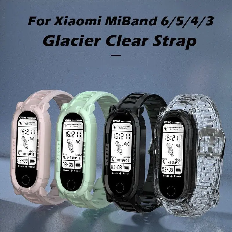 Silicone Transparent Strap for Xiaomi Mi Band 6 5 4 3 Wristband Glacier Clear Replacement Band for M5 M4 M3 Xiaomi Band 6 5 4 3