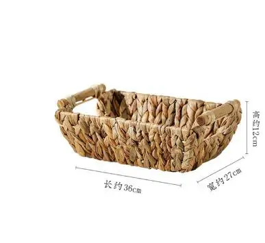 Hand-woven Storage Basket Rattan Box Rectangular Tray Desktop Grocery Organizer Fruit Snack Bread Baskets