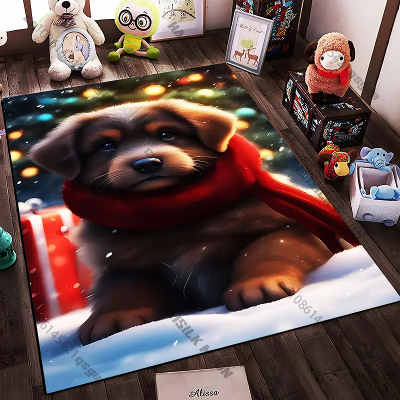21 Sizes Festive puppy in winter Printed Area Rugs for Adult Yoga Mats Living Room Decor Personalized Doormat