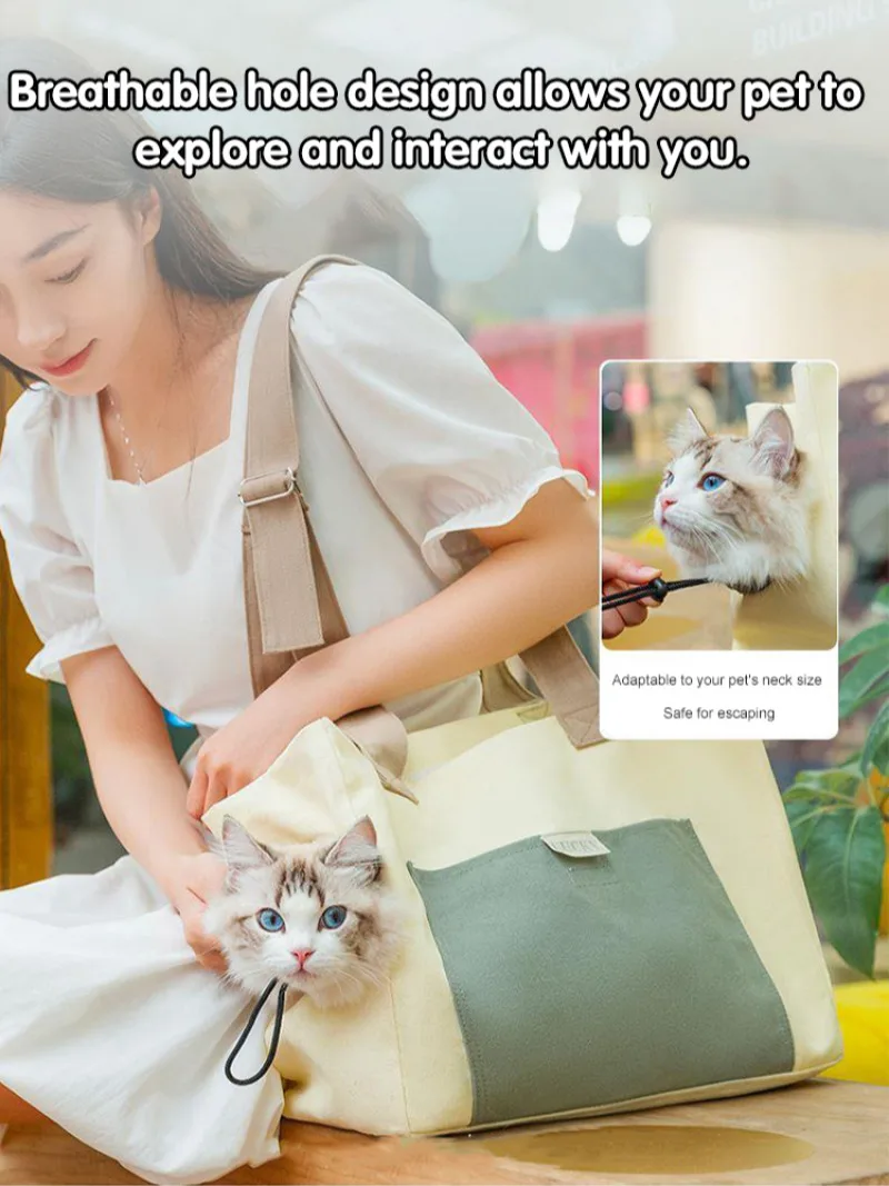 Portable cat bag for small dogs with breathable shoulder pet bag breathable cat bag canvas bag