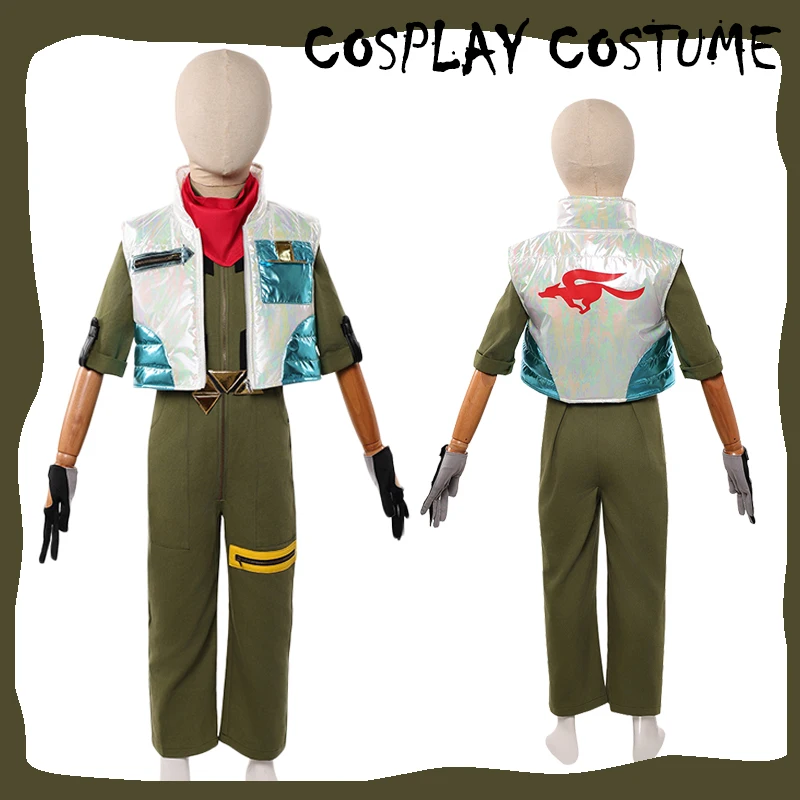 

Star Fox Cosplay Costume Anime Game 2026 Movie Green Jumpsuit Vest Clothes Outfits 100-150 Disguise Halloween Carnival Uniform