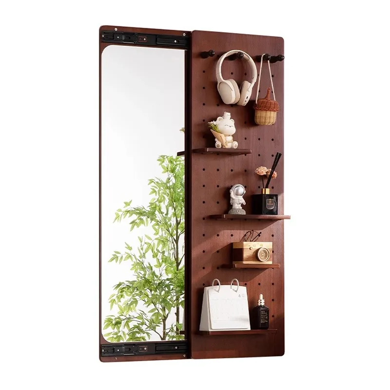 

Solid wood hole board full-length mirror hidden full-length mirror