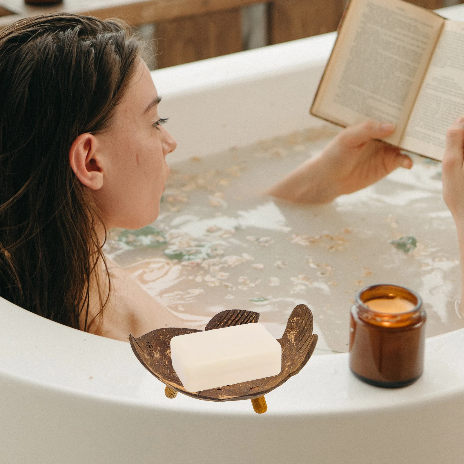 

Coconut Shell Dish Holder for Bathroom Kitchen Shower Dishes Draining Hole Bar Bar Soap Holder Soap Container Wooden Box