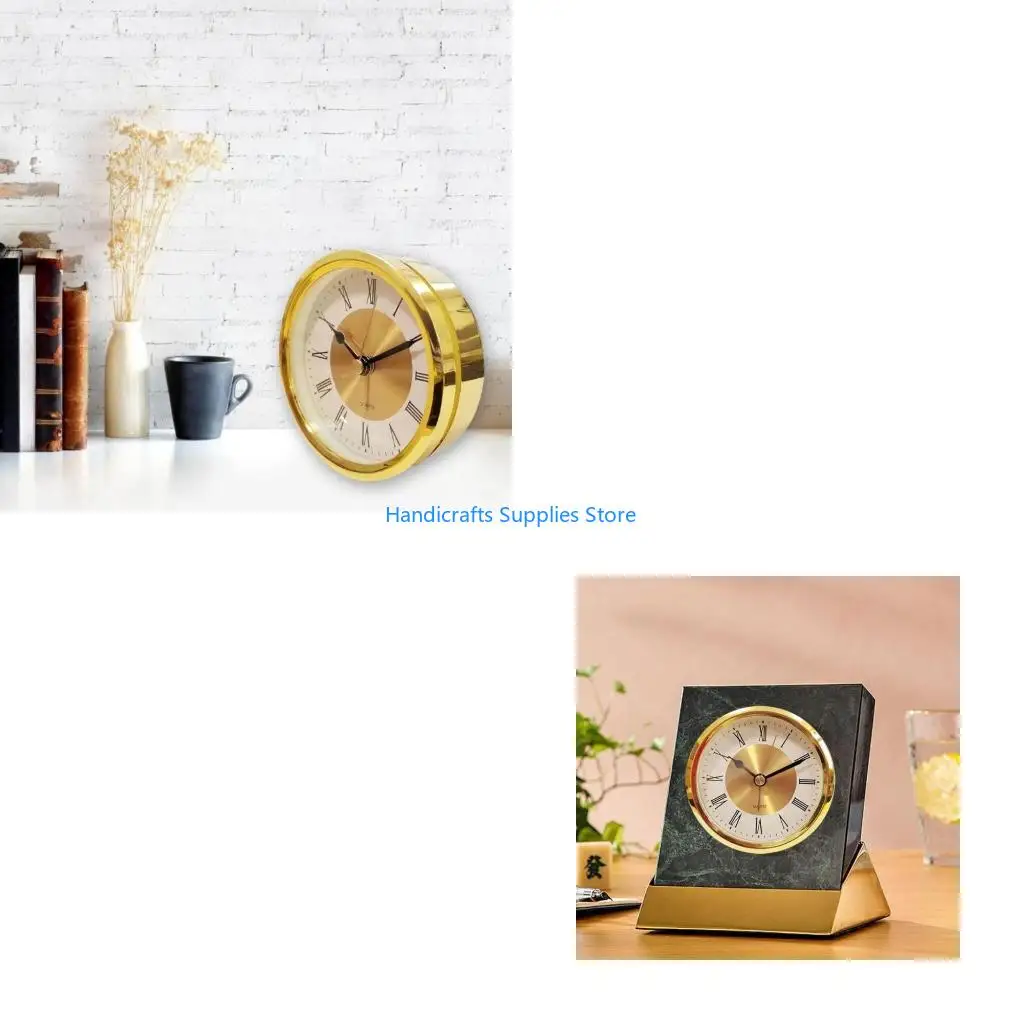 R1WA Unique 3.5in Round Clock Insert Gold /Silver Trim Perspective Clock Replacement