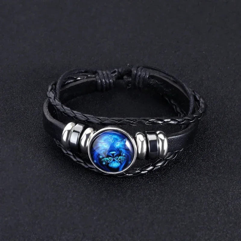 12 Zodiac Signs Constellation Charm Bracelet 팔찌 Men\'s Women\'s Fashion Multi-layer Woven Leather Punk Couple Bracelet Gift Pride