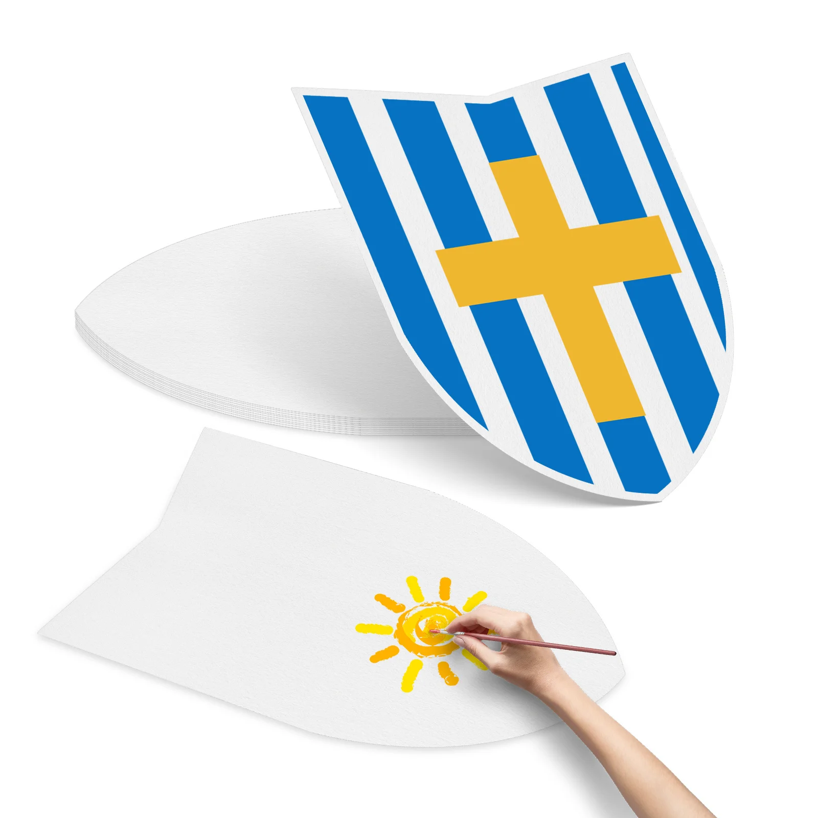 1Set for Kids DIY Painting Craft Project Portable Small Shield for Boys Party Favors School Theater Performance