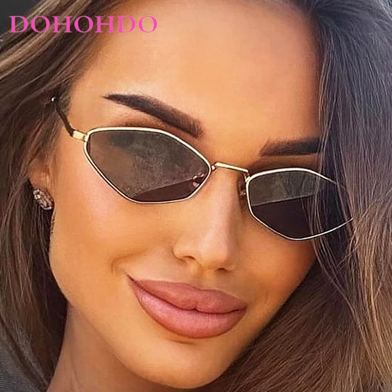 

Vintage Small Metal Frame Polygonal Sunglasses Women Men Fashion Luxury Y2K Punk Sunglasses Driving Shades Travel Eyewear UV400