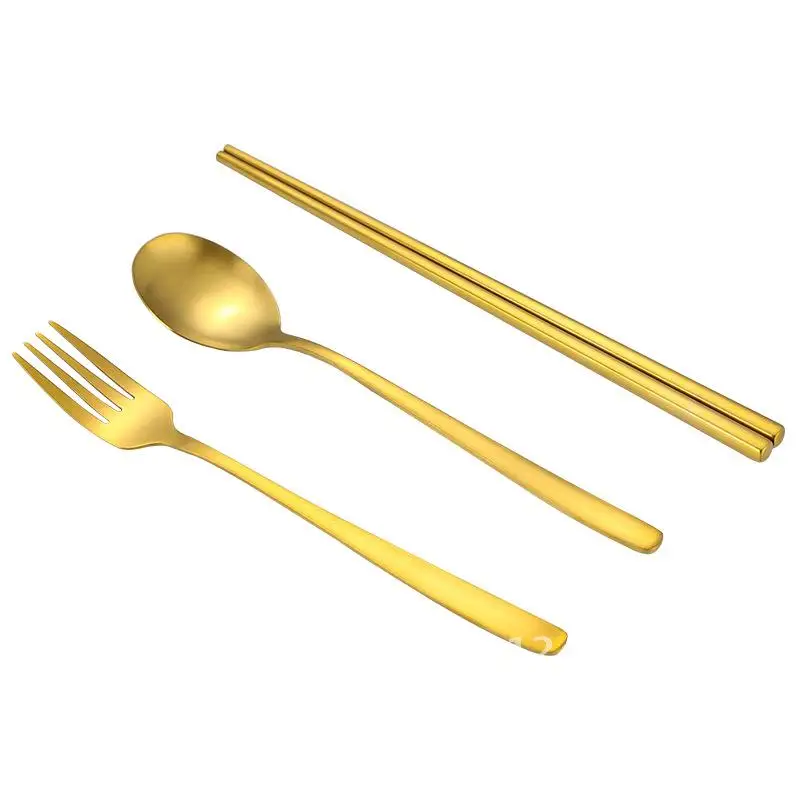 

304 Korean-style Stainless Steel Chopsticks Spoon Fork Western Food Main Meal Three-piece Creative Tableware Restaurant Steak