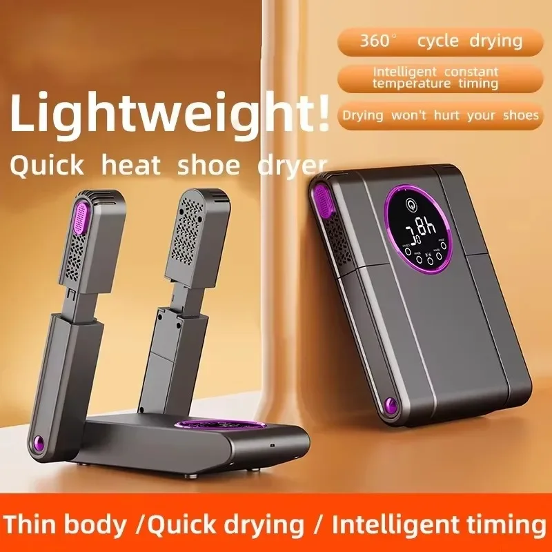 New Portable Shoe Dryer Electric Shoe and Boot Dryer 180° Folding Design Smart Display for Shoes Gloves Hats Socks Ski Boots