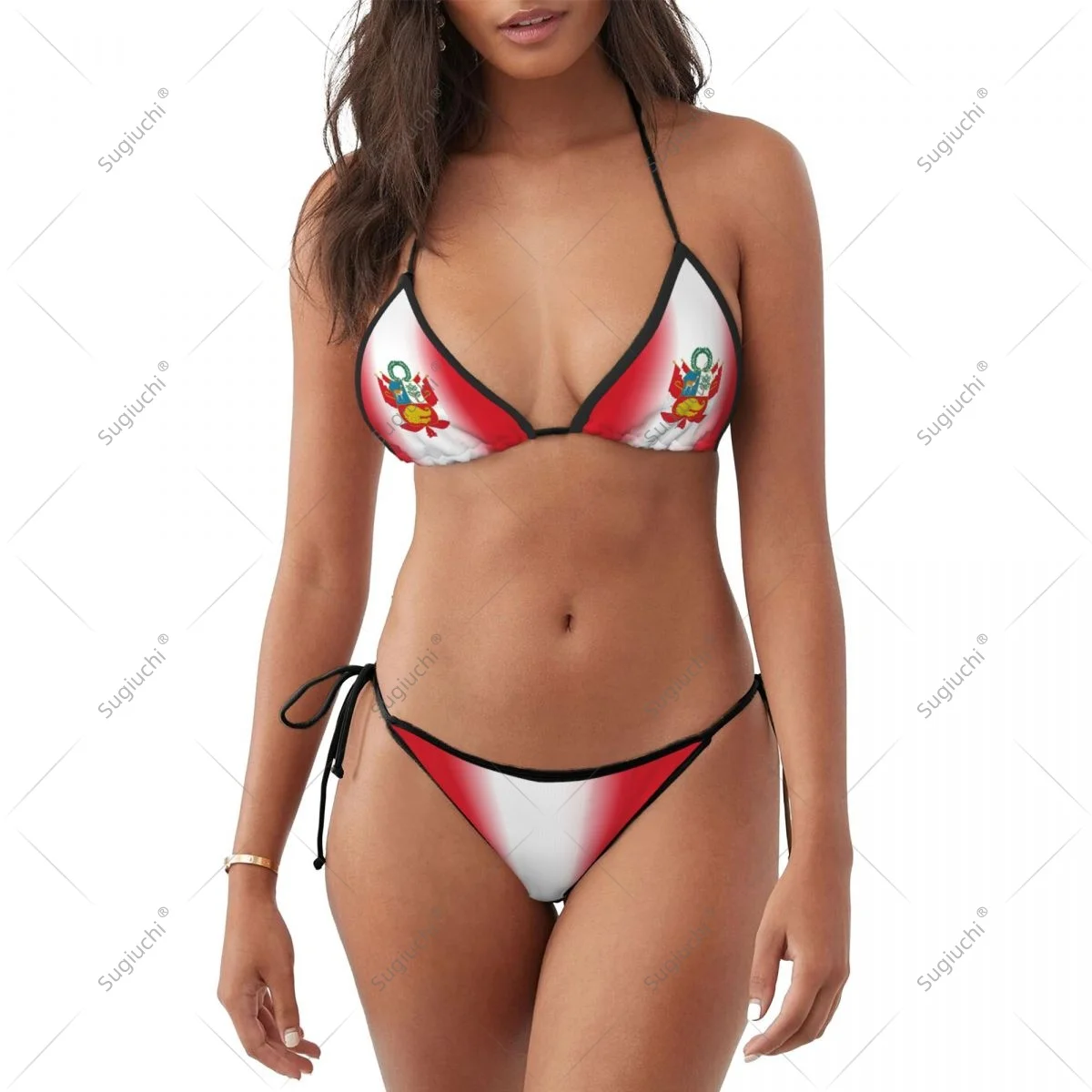 

Women Girls Bikini Peru Flag Swimsuit Sets Three Point Beachwear Swimming Bathing Beach Party Suits Sexy Mujer
