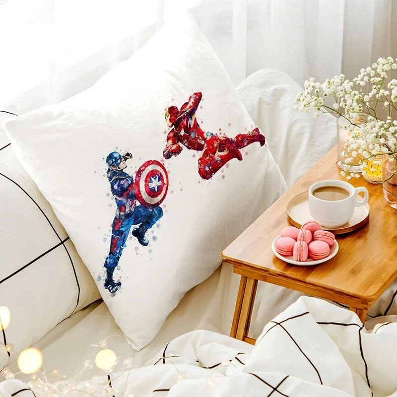 Disney Marvel Heroes Avengers New Color Spider-Man Captain Iron Man Pillow Case Car Sofa Pillow Cushion Cover 45x45cm