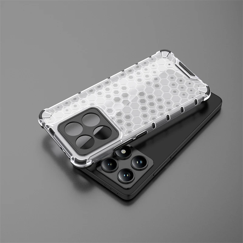 Odporne na wstrząsy etui o strukturze plastra miodu dla Xiaomi 14T Pro Case Armor Capa Xiaomi 14T Pro Cover TPU Translucent Protector Cover Xiaomi