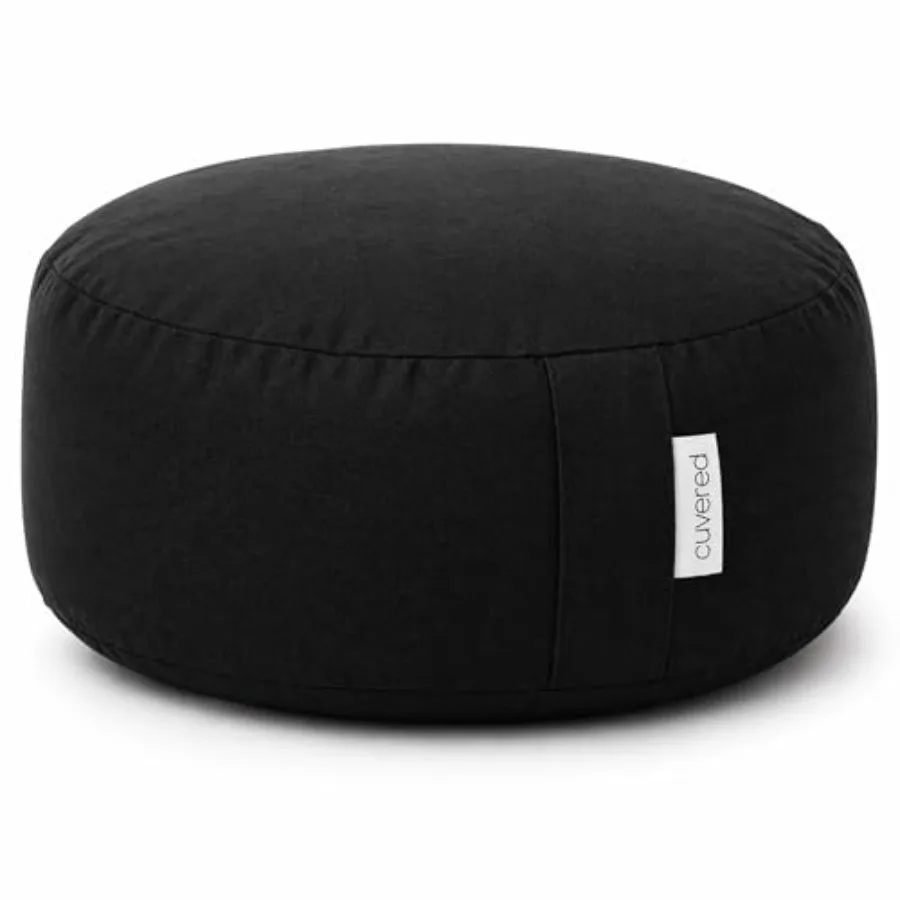 

Meditation Cushion - 15" Buckwheat Pillow with Removable Cotton Cover and Carry Handle - Round Floor Cushion for Yoga Meditatio