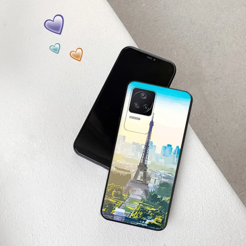 Phone Cases For Xiaomi Poco C40 C51 C50 C61 M5 M4 Pro M3 X5 X4 X3 F5 F4 F3 GT F1 14 A3X Eiffel Tower Black Soft Anti-Drop Cover