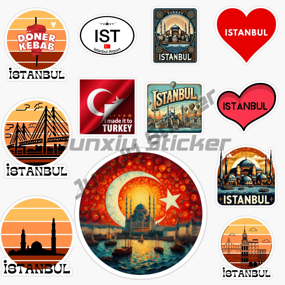 

Türkiye Istanbul Scenery National Flag National Emblem Car Sticker Self-adhesive Waterproof PVC Decorative Decal