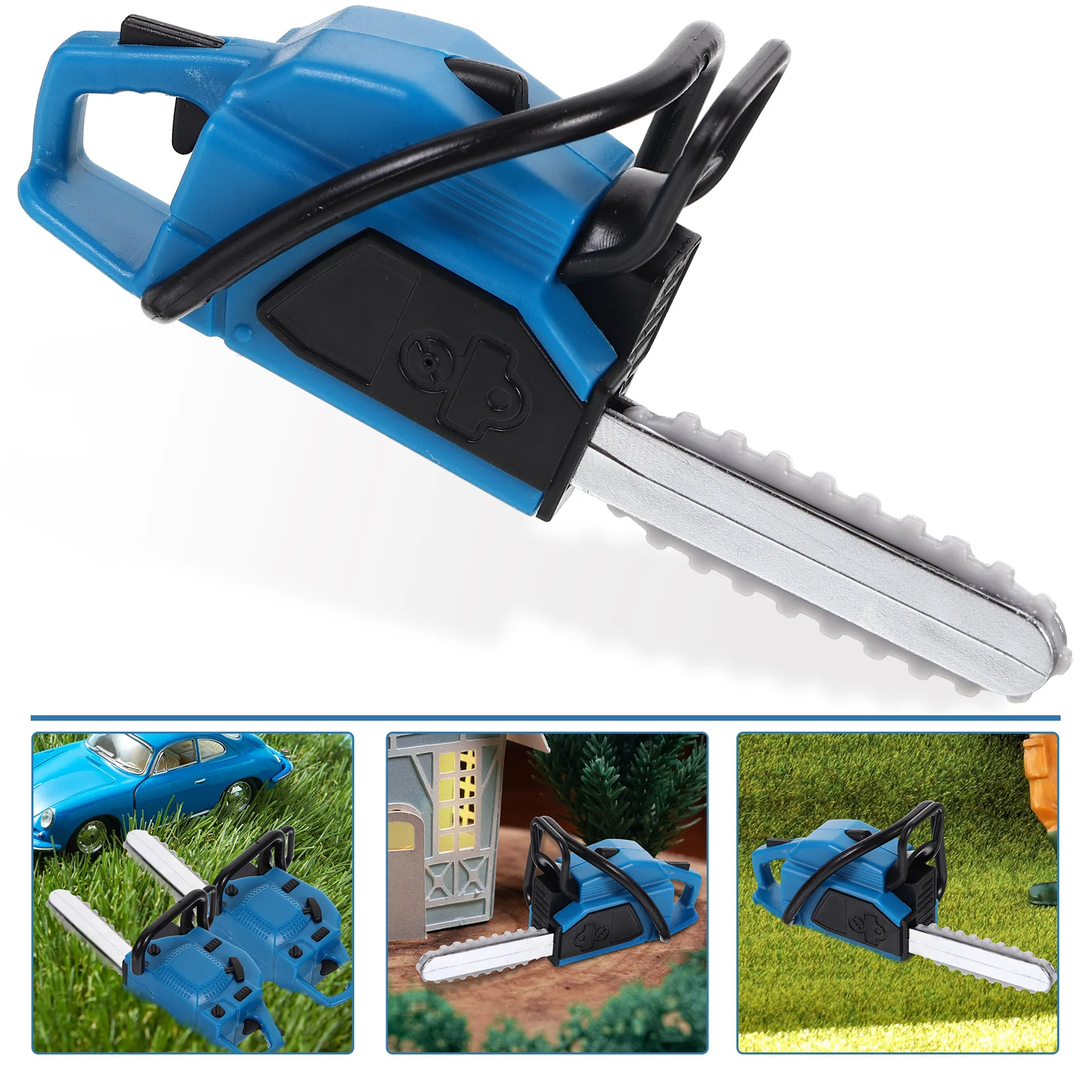 Models Mini Lawn Mower House Chainsaw Small Gardening Tool Supplies Blue Miniature Tiny