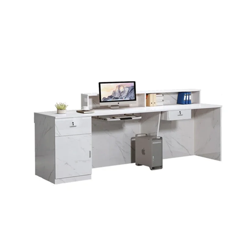 

Nordic Long Reception Desk Modern Luxury Glamour Unique Reception Counter Aesthetic Premium Comptoir Magasin Furniture Office