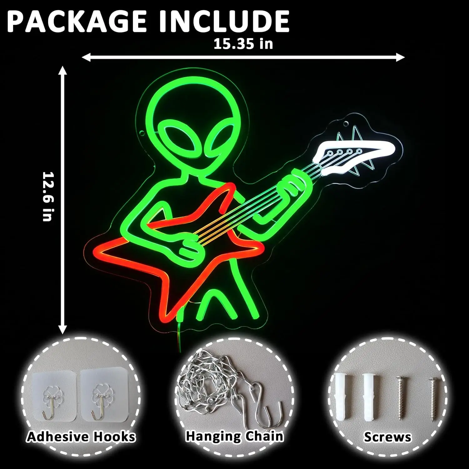 Neon Sign for Wall Decor Dimmable Bass Aliens Led Sign for Bedroom Funny Neon Light for Live Music Studio Game Room Club Party