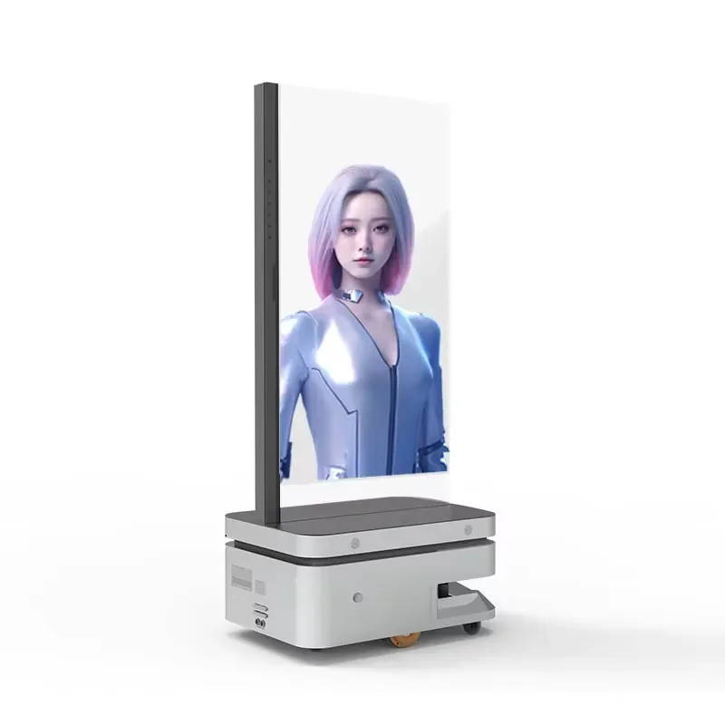 55-Inch Self-Luminous OLED Mobile Transparent Screen with USB Interface Automatic Trajectory Setting Control Advertising