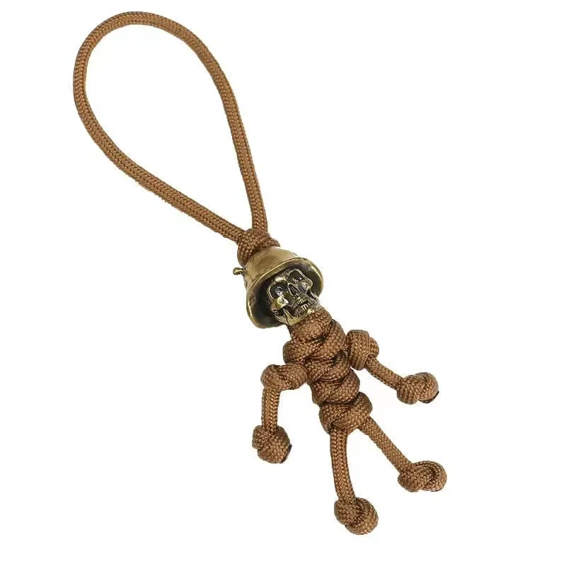 1PC Skull Head Keychain Car Biker Helmet Pendant Keychain Braided Rope Paracord Buddy Bag Hanging Backpack Doll Toy