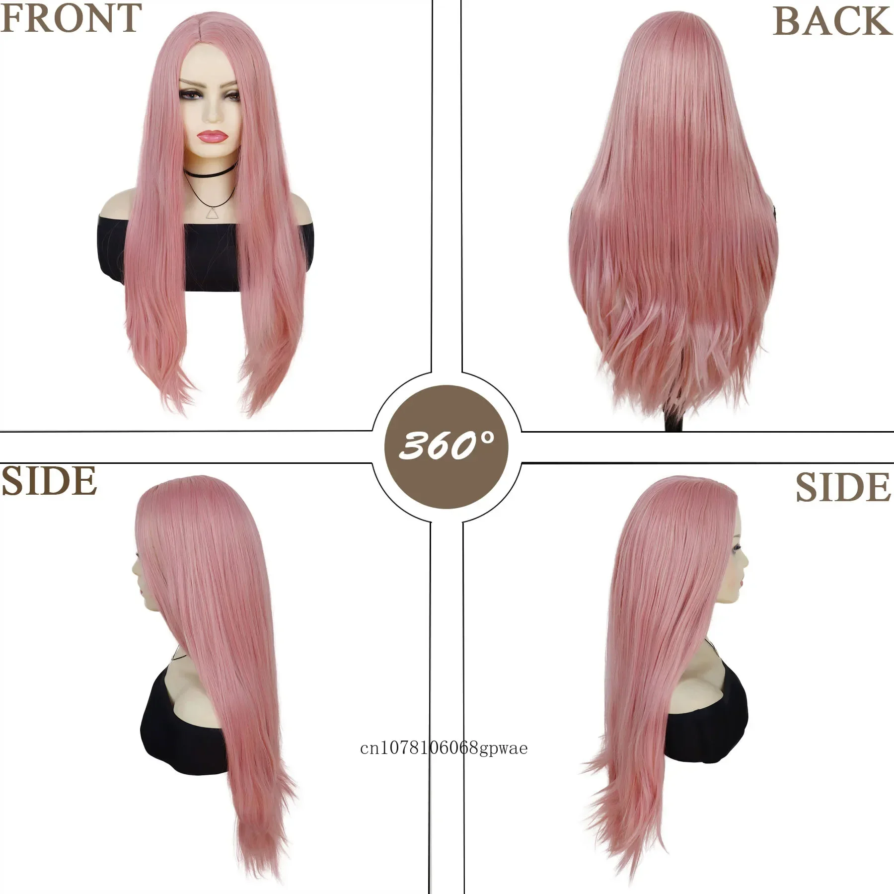 شعر مستعار كوسبلاي بينك ذو مظهر طبيعي شعر صناعي بطول 32 بوصة باروكات مستقيمة للنساء والفتيات فستان تنكري للحفلات مقاوم للحرارة