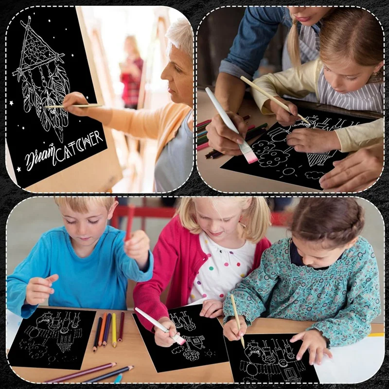 Juego de Arte de papel rascador de madera para fiesta de cumpleaños, plantillas para manualidades, suministros de regalo, 127X11 pulgadas, 8,5 piezas