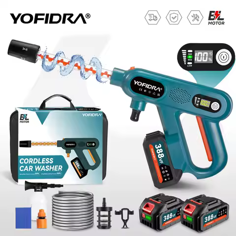 YOFIDRA 3500W Brushless Electric High Pressure Washer Gun 220Bar Power Garden Car Washing Water Spray Gun For Makita Battery Pin