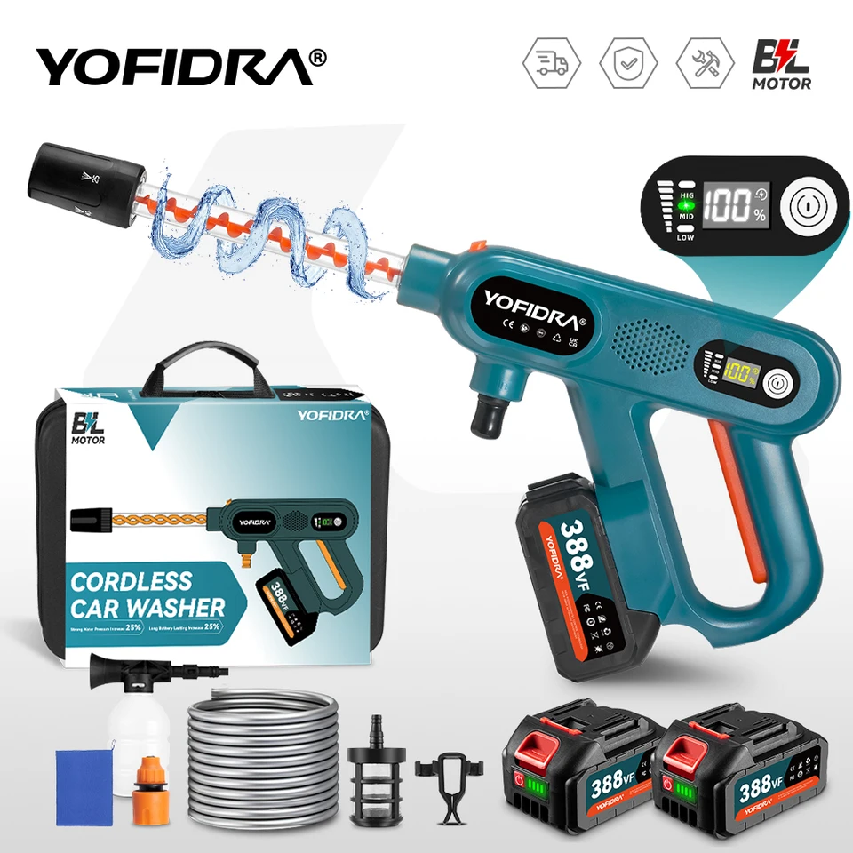 YOFIDRA 220Bar Brushless Electric High Pressure Washer Gun 3 Gear