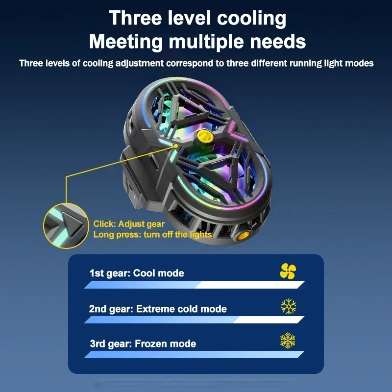 RS3 Mobile Phone Cooler Semiconductor Cooling Fan Radiator Dual Core 3 Gears Adjustable Heat Sink for IOS Android Live Streaming